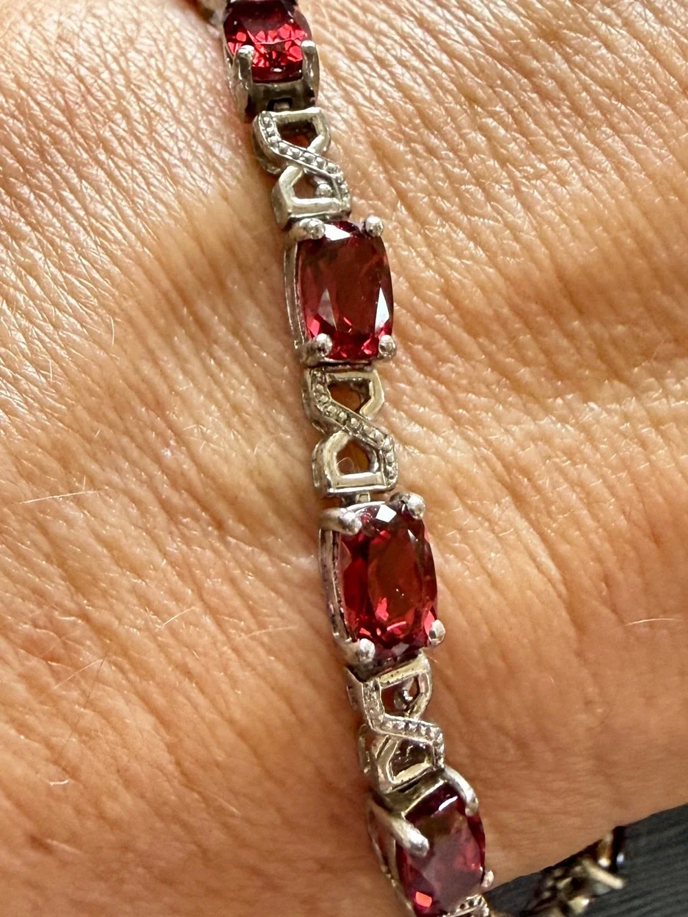 Garnet & sterling silver bracelet